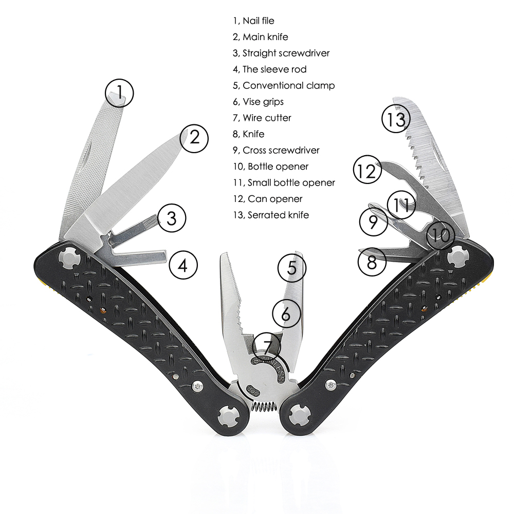 NEWACALOX Pocket Multi Function Pliers Multitool with Screwdriver Kit Camping Tool Knife Wire Cutter Crimping Tool Pliers