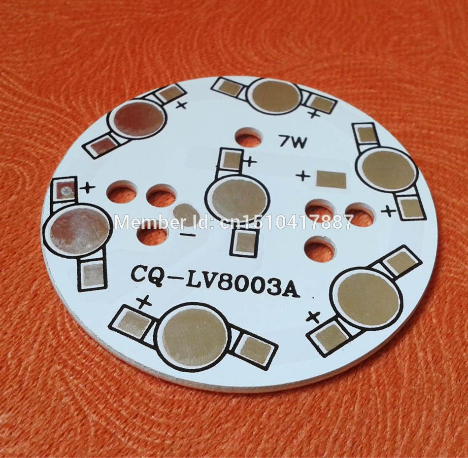 7W LED PCB 49mm for 7pcs LEDs, aluminum plate base, Aluminum PCB Printed Circuit Boards, high power 7W LED DIY PCB