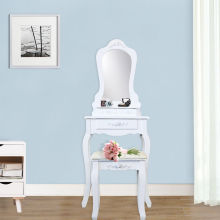 3 Drawer Vanity Table Set with Cushioned Stool