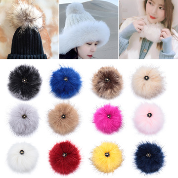 1 PC 15cm Foxes Fur Pompom For Women Hat Fur Pom Poms for Hats Caps Big Natural Raccoon Fur Pompon for Knitted Hat Cap