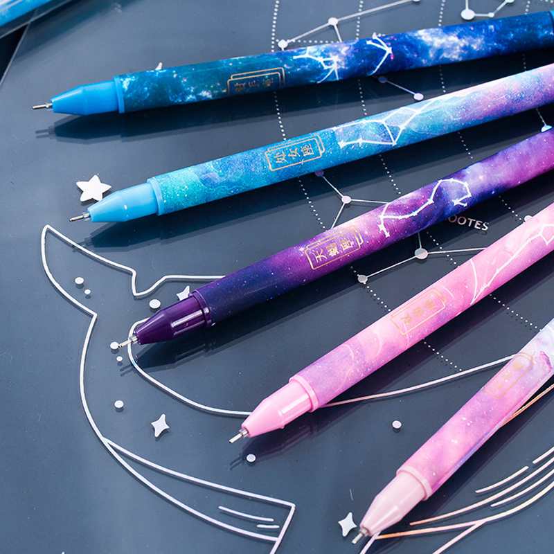 12 pcs/box Creative Starry Sky Purple Constellation Series Set Gel Pens School Office Writing Stationery Ink Pen Gifts Supplies
