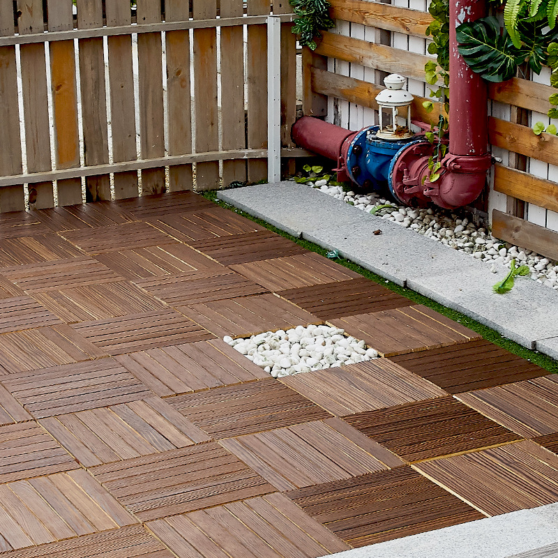 30x30cm Anticorrosive balcony garden villa Wood Floor carbonized solid wood room courtyard outdoor decoration floor shabby chic