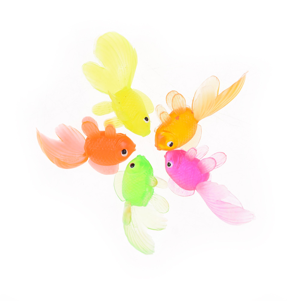 Wholesale 20pcs/pack mini colorful Plastic Simulation vivid Small Goldfish Soft Rubber Gold Fish Random Color 4cm
