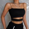 Women Black Crop Top 2020 Sexy Lingerie Camis Cheap Clothes China Fashion Solid Hollow Out Fitness Streetwear Crop Tops