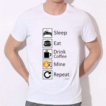 BITCOIN Eat Sleep Miner T Shirt Ethereum Litecoin Cryptocurrency Blockchain BC