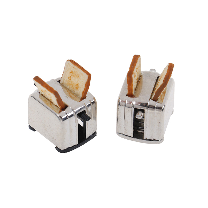 New Doll House Mini Bread Machine Toaster 1/12 Scale with Toast Miniature Dollhouse Accessories Cute Decoration Small Parts ---