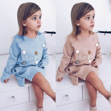 Autumn Winter Girls Princess Mini Dress Kids Baby Girls Party Wedding Pageant Long Sleeve Sweater Dresses Cute Ball Kids Costume