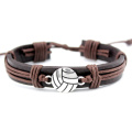 Baseball Volleyball Soccer Football Softball Lacrosse Field Ice Hockey Golf Calisthenics Charm Leather Bracelets Jewelry Gift