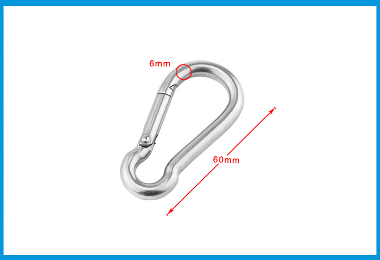 2PCS 5mm 6mm 8mm Multifunctional SS 304 Spring Snap Carabiner Quick Link Ring Hook snap shackle Chain Fastener Hook