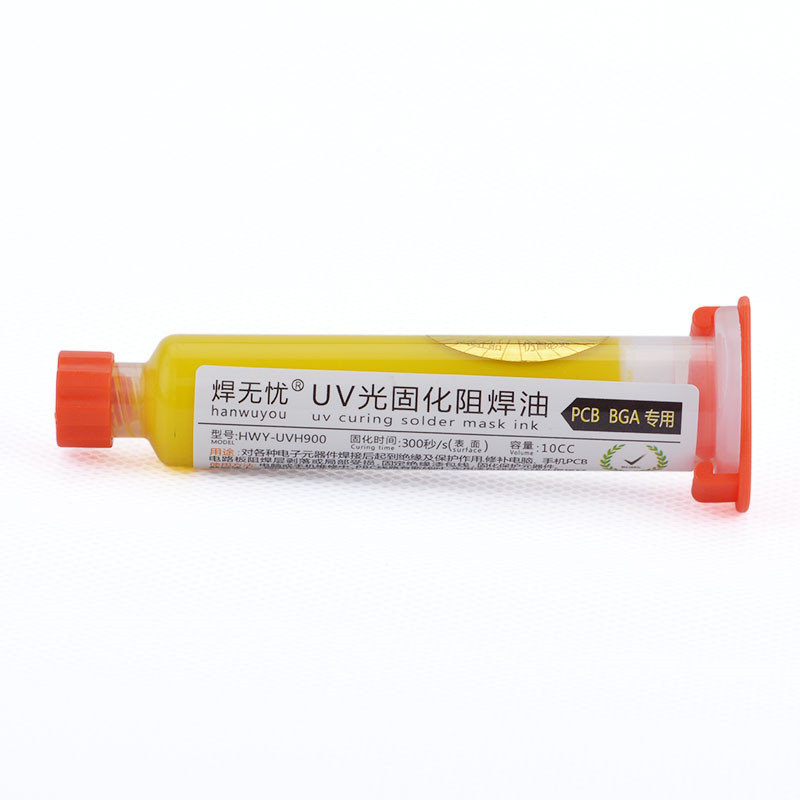 Yellow UV Soldering Paste Flux 10CC For PCB BGA Circuit Board Protect Curable Solder Welding Fluxes Oil +1 Syring Push Needle