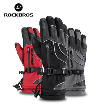 ROCKBROS Ski Gloves Thermal Waterproof Skiing Snowboard Gloves Snow Motorcycle Windproof -30 Degree Riding Hiking Winter Gloves