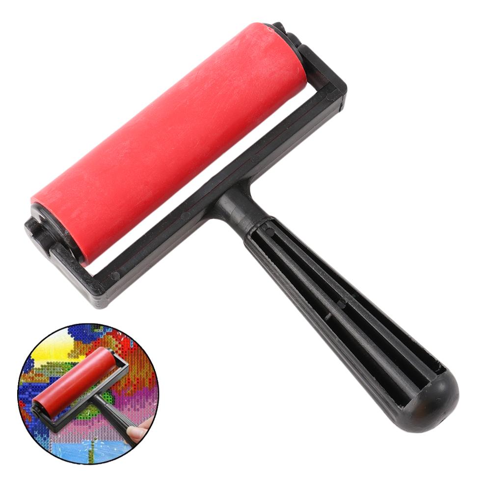 10cm Printmaking Rubber Roller Soft Brayer Craft Projects Ink and Stamping Tools (Red)