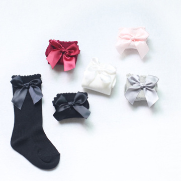 2021 Baby Summer Clothing New Kids Toddlers Girls Big Bow Knee High Long Soft Cotton Lace Baby Socks Bowknot Cotton Socks