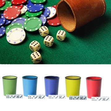 Leather PU Dice Cup Party Board Game Bar KTV Entertainment Dice Box with Dices