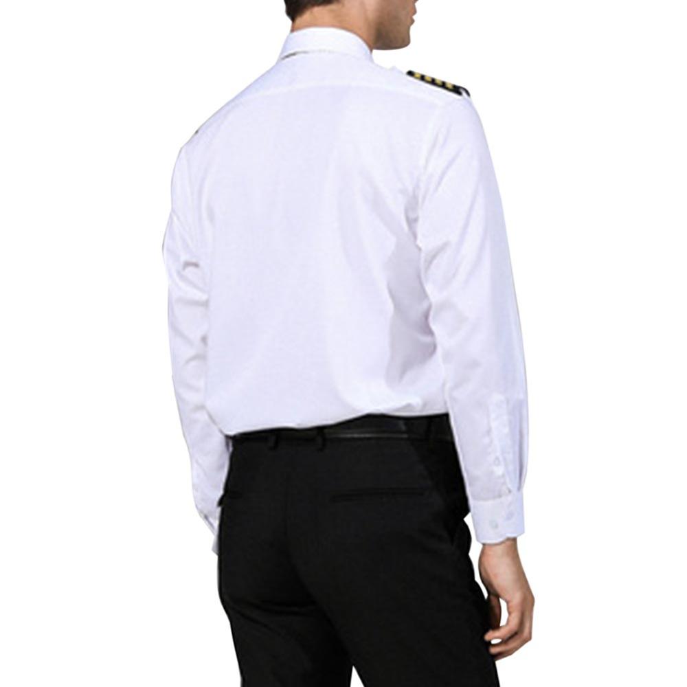 Classic Pilot Shirt Adult White Captain Uniform Epaulette Shirt Halloween Role Play Fancy Dress