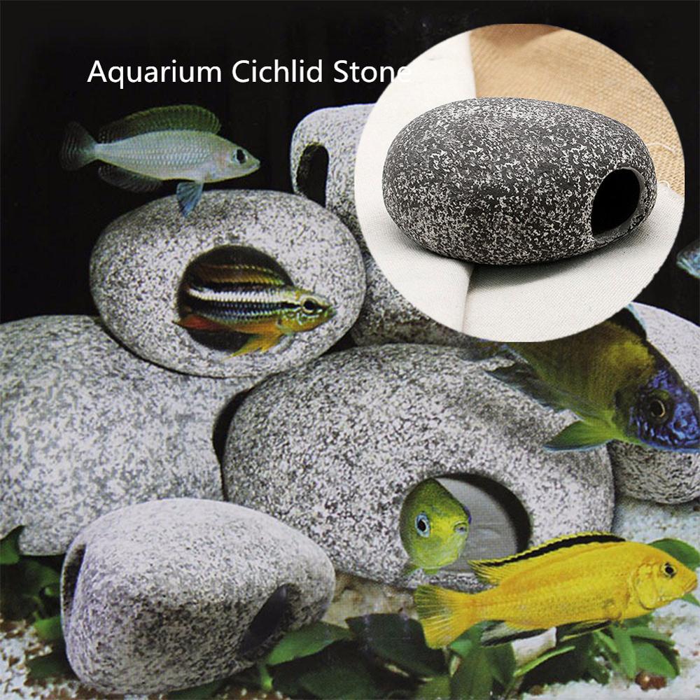 Pecute Cichlid Stone Ceramic Cave Aquarium Fish Tank Pond Ornament Shrimp Breeding Rock Cave Ceramic Stones Akvaryum