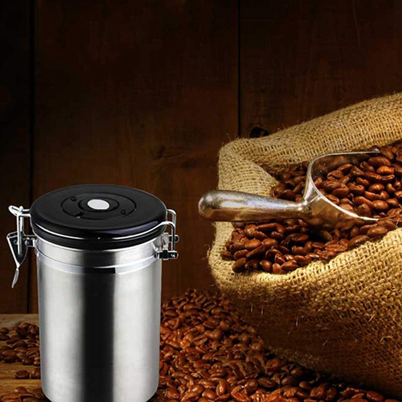 Big deal Coffee Flour Sugar Stainless Steel Container Dili Kitchen Storage Canister Vacuum Co2 Valve Airtight Coffee Container S