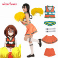 My Hero Academia Cheerleaders Uniform Ochako Tsuyu bnha Cheer Uniform Cosplay Costume Girls Dress with Cheerleading Poms