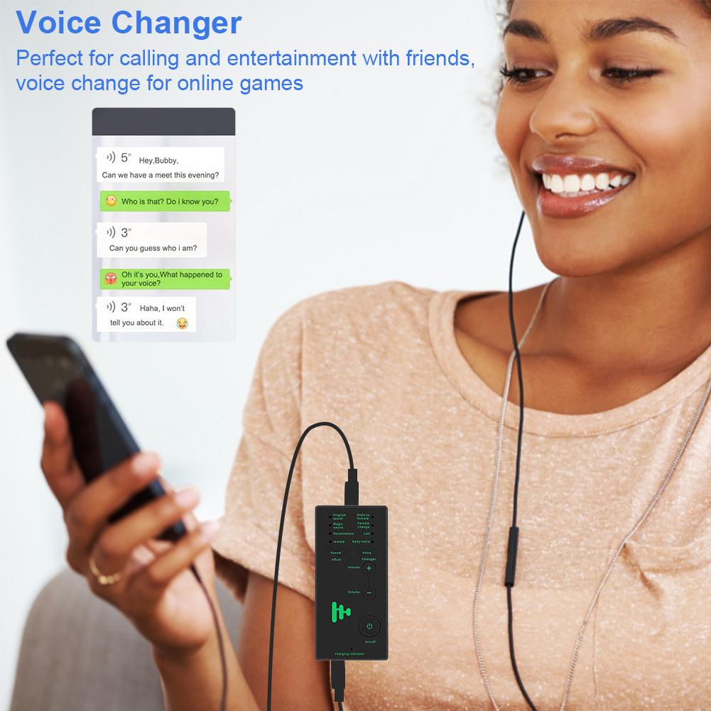 2020 New Voice Changer Mini Portable Voice Modulator with Adjustable Voice Functions Phone Computer Sound Card
