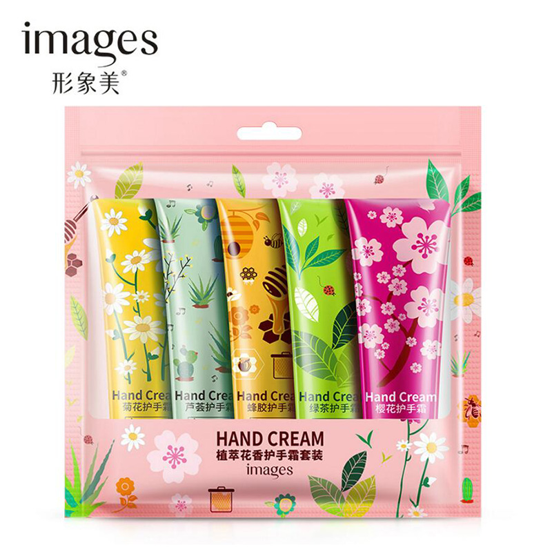 Plants Hand Cream Set 5pcs Aloe Green Tea Propolis Moisturizing Hand Cream Nourishing Anti Chapping Oil Control Hand Care