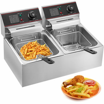 12L Commercial Electric Deep Fryer 5000W French Fry Dual Tank Stainless Steel