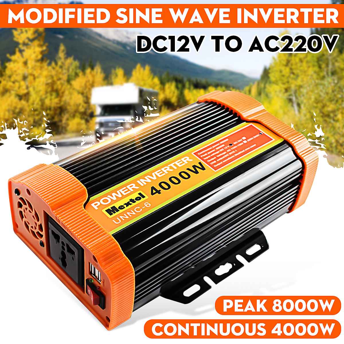 8000W Peak Inverter 12V 220V 3000W Auto Modified Sine Wave Voltage Transformer USB Solar Power Inverter Converter Car Charger