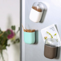 Wall Mount Toothpick Storage Box with Lid Magnetic Toothpick Holder Plastic Container Space Saving Toothpick Dispenser Organizer