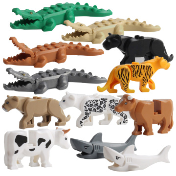 Animal Building Blocks Kids Children Toys Gift Tiger Crocodile Shark Dolphin Giraffe Figures Bricks Blocks Toys Juguetes Kids