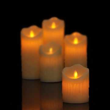 LED Flameless Candles Paraffin Wax Drop LED Electronic Flameless Candle Lights Christmas Pillar Candles,battery not included