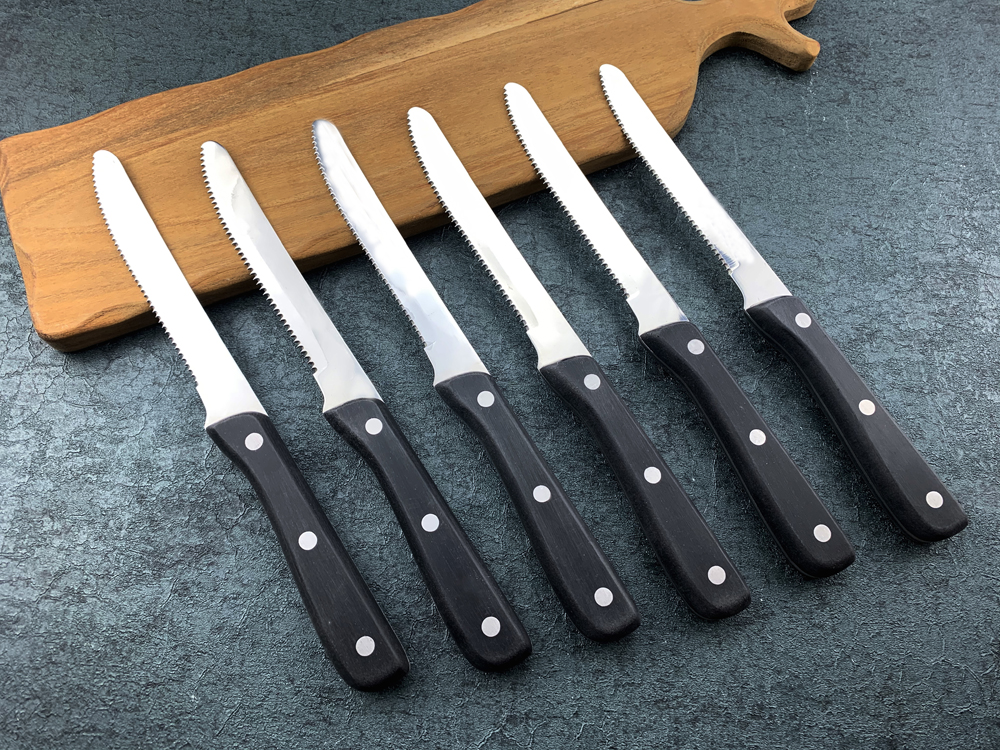 6 pieces 12 pieces stainless steel steak knife black handle dinner knife set restaurant tableware set