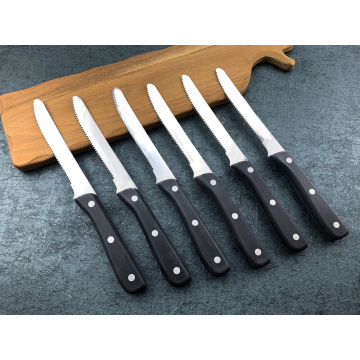 6 pieces 12 pieces stainless steel steak knife black handle dinner knife set restaurant tableware set