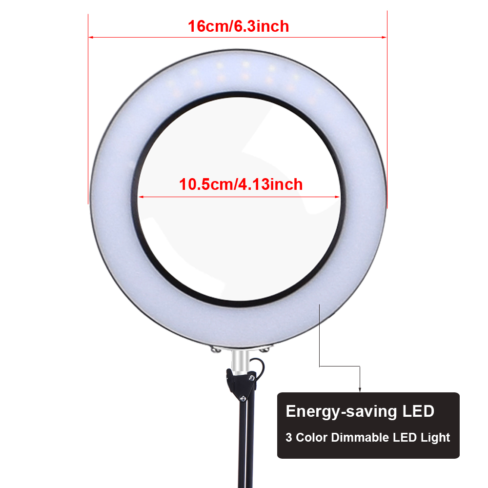 NEWACALOX 5X Illuminated Magnifier USB 3 Colors LED Magnifying Glass for Soldering Iron Repair/Table Lamp/Skincare Beauty Tool