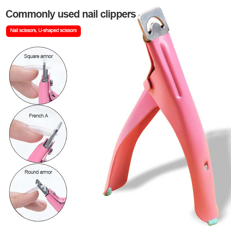 1pcs Nail Art Edge Cutter Professional Acrylic False Nail Clipper Tips Special Type U Manicure Pedicure PINK Nipper Tools