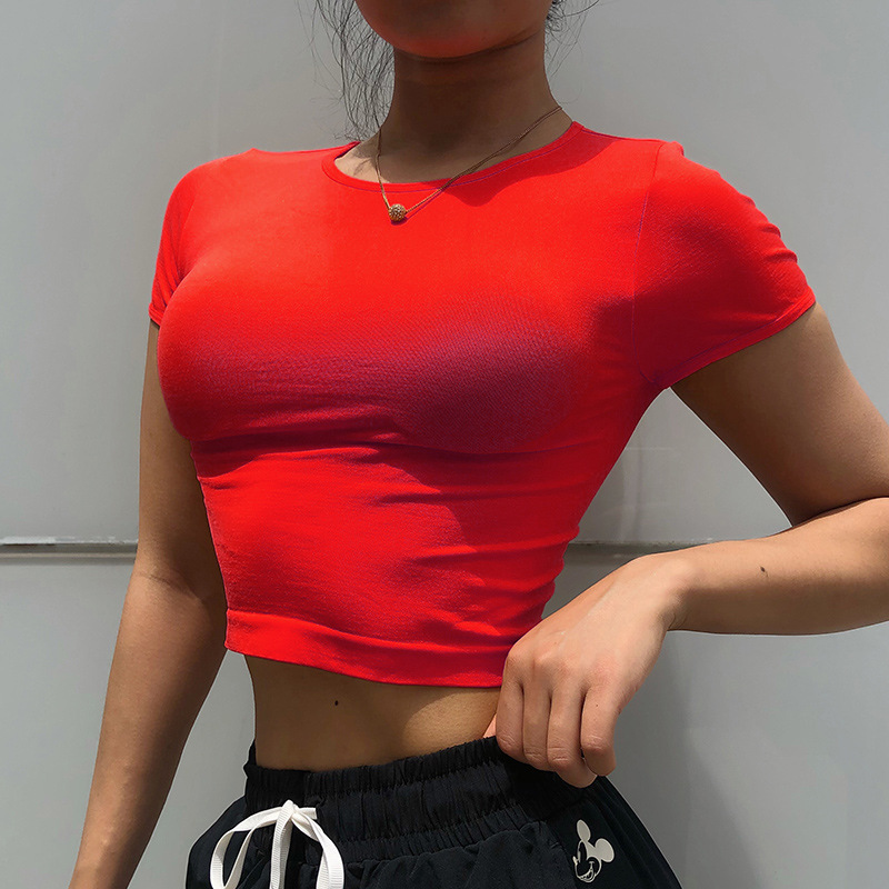 Yoga Top Women Sexy High Waist Gym Shirts Breathable Sport Elastic Crop Top Workout Shirts Fitness Seamless Tank Athletic Tops