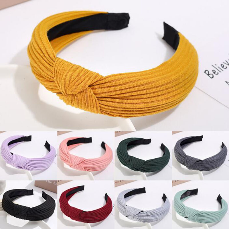 TWDVS 1PC Solid Soft Knotted Headband Women Hairbands For Lady Turban Wide Simple Hair Hoop Girls Hair Accessories Headwear