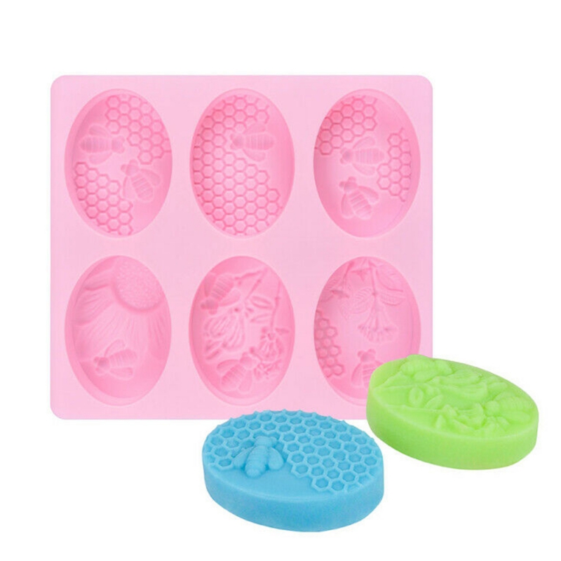 Honey Bee Silicone Soap Mold DIY 3D Handmade Soap Mold Silicone Oval Soap Molds For Soap Making