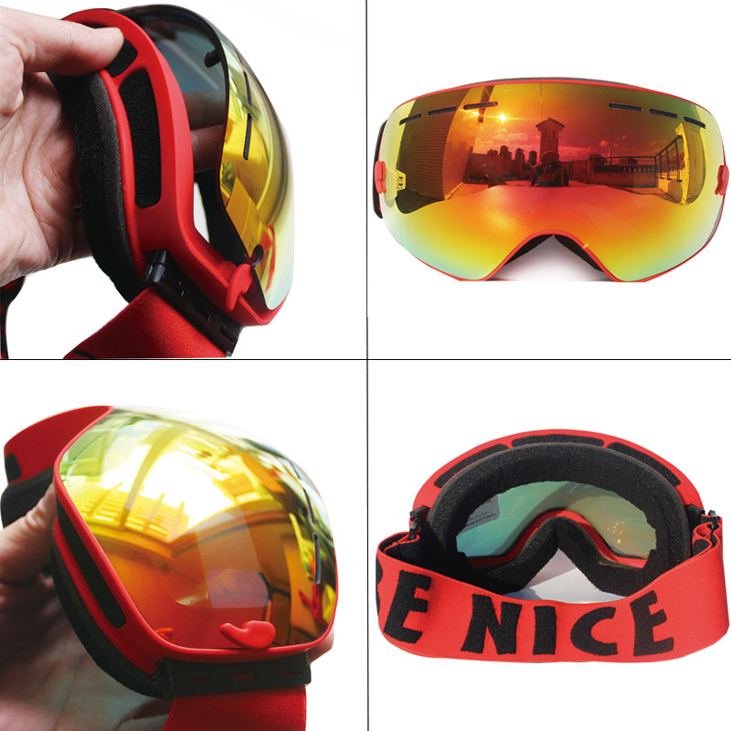 Big UV400 Double Layers Anti-fog Ski Goggles Lens Ski Mask Glasses Skiing Snow Snowboard Eyewear Mirror polarize Goggles for men