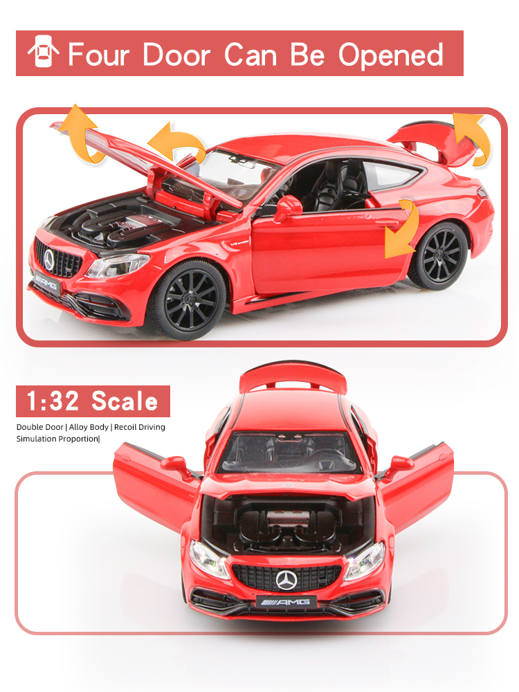Gifts For Children C63S 1:32 Alloy Car Sounds And Light RMZ city Simulation Exquisite Diecasts Toy Vehicles Collection Model