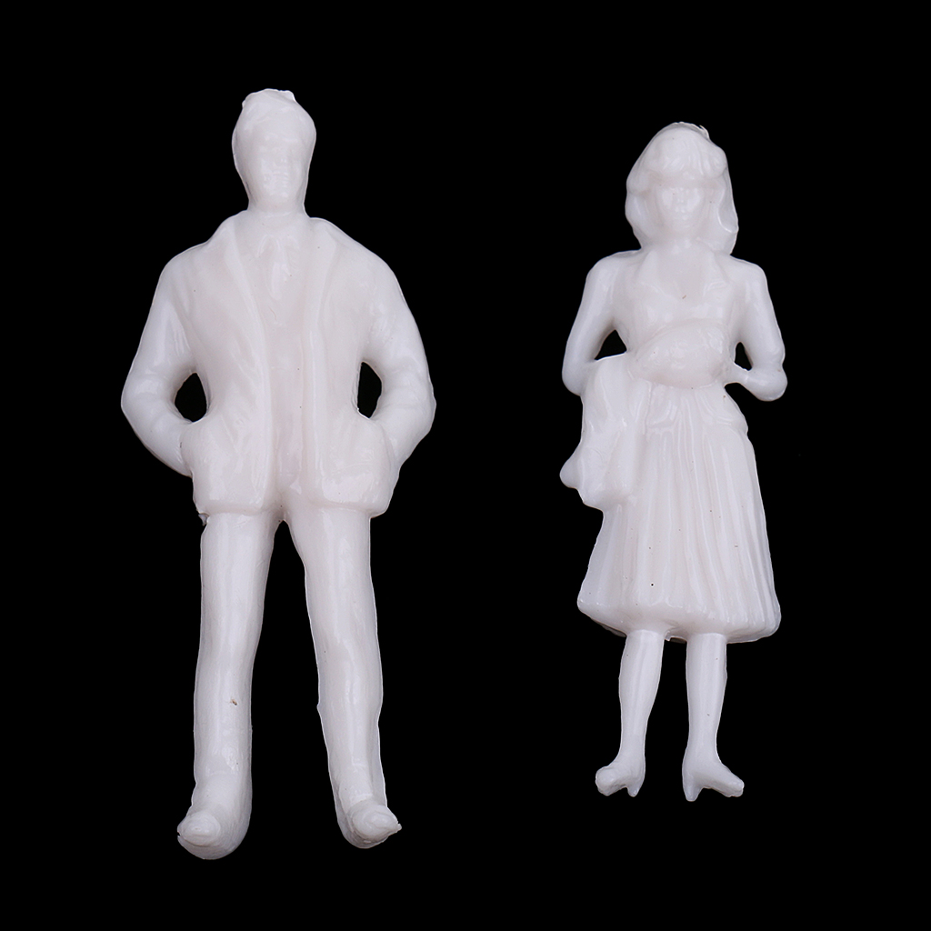 20Pcs 1/50 O Scale Unpainted Model People Miniature Figures Architectural Model Human Plastic Scene Simulation