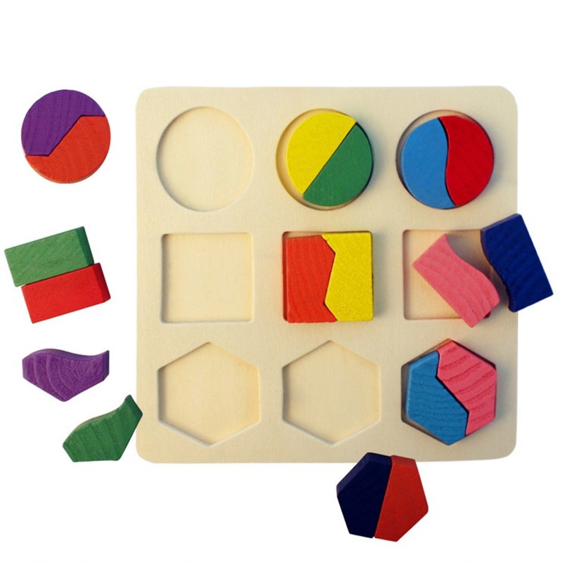 Wooden Geometric Shapes Math Toys Montessori Puzzle Sorting Math Bricks Preschool Learning Educational Game Children Kids Toys