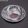 WesBuck Brand Horseshoes Red Metal Belt Buckles for Man Unisex Western Buckles Cowgirls Horse Buckle Cool Causal Cowboy Hebilla