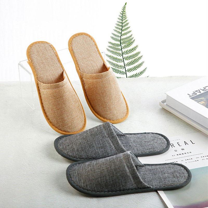 5 Pairs Adults Homestay Soft Unisex Slippers Comfortable Gift Travel Hotel Anti Slip Linen Home Guest Spa Disposable Casual