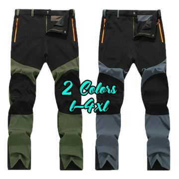 Men Soft Shell Outdoor Pants Waterproof Walking Hiking Trousers Breathable New Plus Size L-4XL