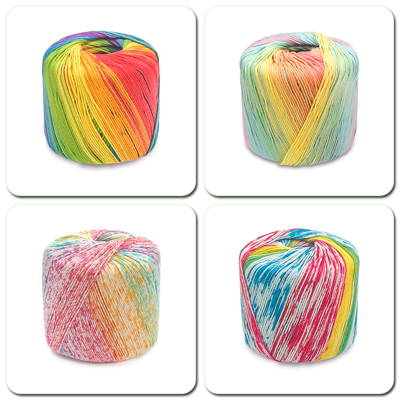 50g/ball Worsted Fancy Section-dyed Rainbow Lace Yarn 100% Cotton for DIY Hand Knitting Crochet Shawl Scarf Thread summer Yarns