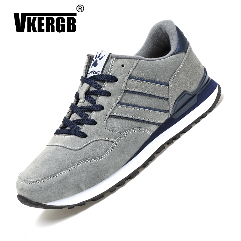 VKERGB 2021 Quality Autumn Winter Casual Flats Shoes Gray Lace-Up Breathable Footwear hombres Men Spring Sneakers Suede Leather