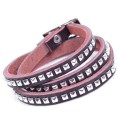 Genuine cow leather multi-layer strap bracelet with square metal rivets vintage style wholesale