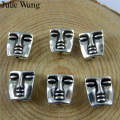 Julie Wang 15PCS Square Face Beads Metal Alloy Antique Silver Color Spacer Bead Handmade Bracelet Jewelry Making Accessory