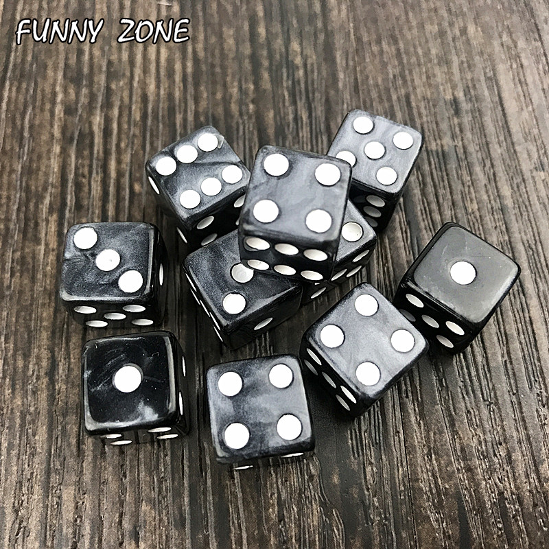 10pc/set 12MM High Quality Dice d6 Marble effect with white/black dots dice Game Accessories Gambling