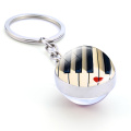 Piano Keychain Music Instruments Cleft Picture Glass Ball Key Chains Guitar Clarinet Flute Violin Pendant Keyring Dropshipping