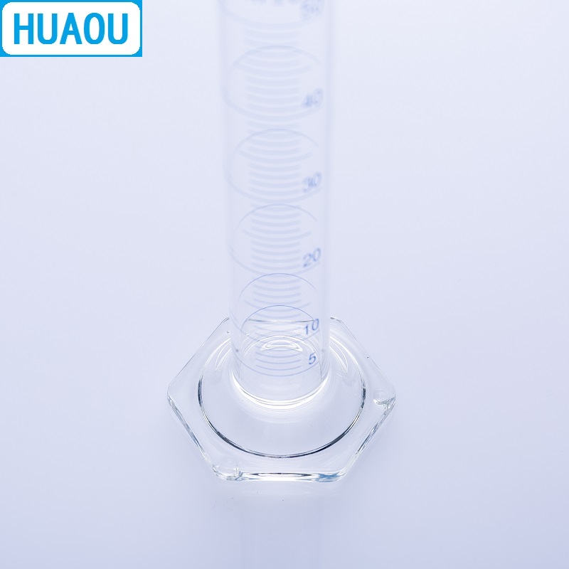 HUAOU 100mL Measuring Cylinder with Hexagonal Base Borosilicate 3.3 Glass Spout Graduation Laboratory Chemistry Equipment